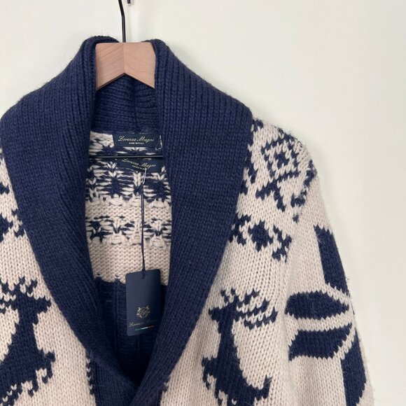 New Alpaca Wool Blend Christmas Cardigan Sweater Winter Fair Isle Knit Oversized - Picture 5 of 11